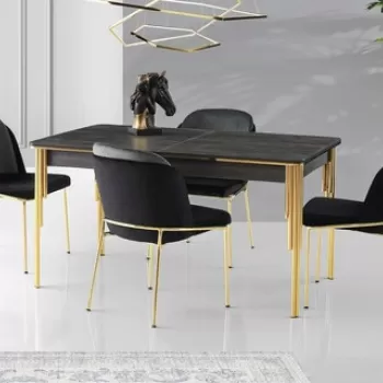 Masa, Nmobb , Damla, PAL, Negru / Auriu imagine