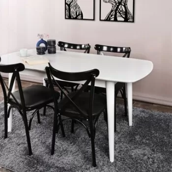 Masa, Nmobb , Retro 1193, 130+30x75x80 cm, MDF , Alb imagine