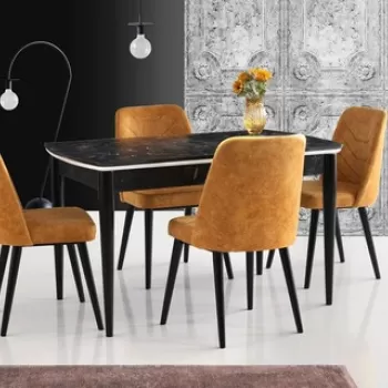 Masa, Nmobb , Vega, 130x75x80 cm, MDF , Alb negru imagine