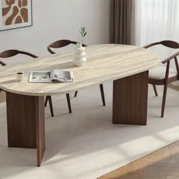 Masa, Nordure, Sablin, 180x75x90 cm, Travertin / Nuc imagine