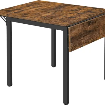 Masa pliabila pentru dining Vasagle, 2-4 persoane, 84.5-120x78x75 cm, PAL/otel, maro rustic imagine
