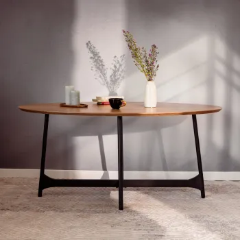 Masa Savelma, Homla, 160x80x76 cm, MDF/metal, natur/negru imagine