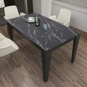 Masa, Zena Home, Bud, 145x75x85 cm, PAL, Negru / Marmura imagine