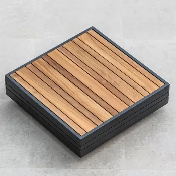 Masuta cafea pentru exterior Largo, 74x74x22.5 cm, aluminiu/lemn, antracit/natur imagine