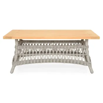 Masuta cafea pentru gradina/terasa Mackinac, 110x60x46 cm, aluminiu/lemn de teak, gri/natur imagine