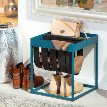 Masuta Club Ny Magazin, Inter Link, 35x35x40 cm, metal, albastru imagine