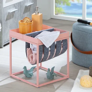 Masuta Club Ny Magazin, Inter Link, 35x35x40 cm, metal, roz imagine