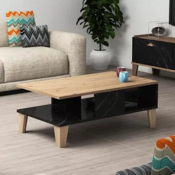 Masuta de cafea, Almaren, Sumer O2030, 90x35.6x54 cm, PAL, Stejar / Marmura imagine