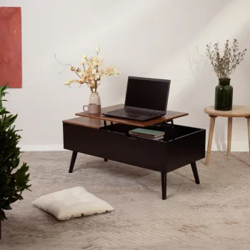 Masuta de cafea Anzabi, Homla, 105x50.5x43.5 cm, lemn/MDF, maro/negru imagine