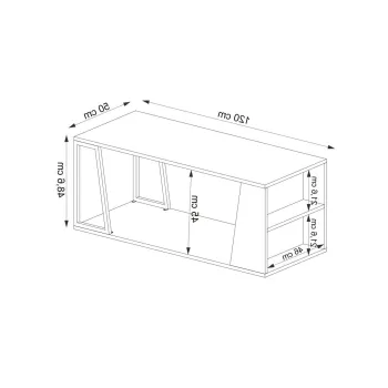 Masuta de cafea, Arnetti, Lissa, 120x50x48.6 cm, PAL, Safir / Alb imagine