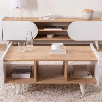 Masuta de cafea, Arnetti, Mindy, 90x59x40.7 cm, PAL, Safir / Alb imagine