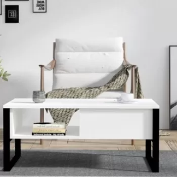 Masuta de cafea, Asse Home, Devon, 100x60x44 cm, Alb imagine