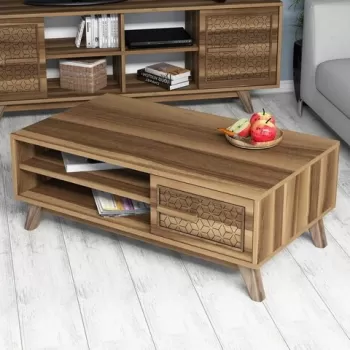 Masuta de cafea Ayla Walnut, Hommy Craft, 105x60x38,2 cm, aluna imagine