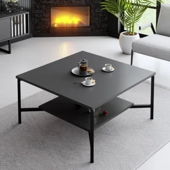 Masuta de cafea, Bexley, Black Line, 80x80x40 cm, PAL, Antracit / Negru imagine