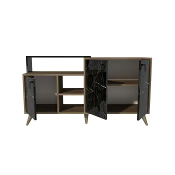 Masuta de cafea, Bexley, Black Line, 80x80x40 cm, PAL, Nuc / Negru imagine