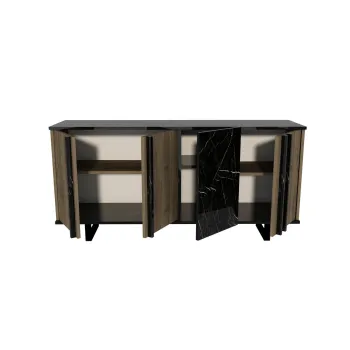 Masuta de cafea, Bexley, Gold Line, 80x80x40 cm, PAL, Nuc / Negru imagine