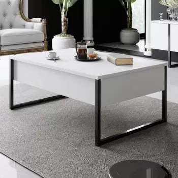 Masuta de cafea, Bexley, Luxe, 90x60x40 cm, Alb negru imagine