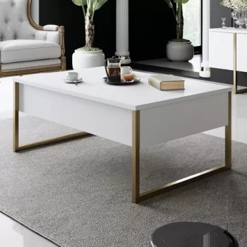 Masuta de cafea, Bexley, Luxe, 90x60x40 cm, Aur alb imagine