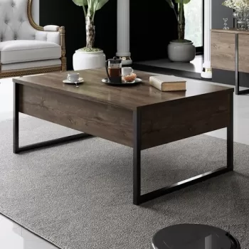 Masuta de cafea, Bexley, Luxe, 90x60x40 cm, Nuc / Negru imagine