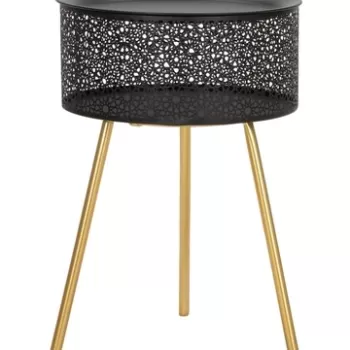 Masuta de cafea Blacky, Mauro Ferretti, O 35x50 cm, fier, auriu/negru imagine