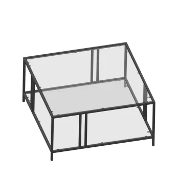 Masuta de cafea, Caliente, Uranus, 80x40x80 cm, Sticla temperata, Negru imagine