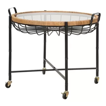 Masuta de cafea Cebu, Mauro Ferretti, 70.5x65x57 cm, fier/sticla/ratan, multicolor imagine