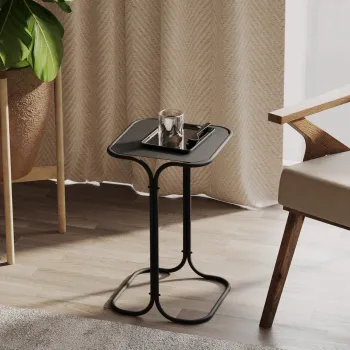 Masuta de cafea, Cerritos, Shb-001, 30x52x30 cm, Metal, Negru imagine