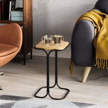 Masuta de cafea, Cerritos, Shb-001-A, 30x52x30 cm, Lemn, Negru / Natural imagine