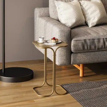 Masuta de cafea, Cerritos, Shb-001-B, 30x52x30 cm, Metal, Auriu imagine