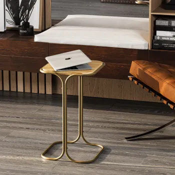 Masuta de cafea, Cerritos, Shb-001-C, 30x52x30 cm, Lemn, Aur / Natural imagine