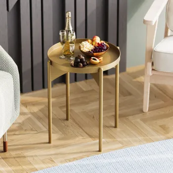 Masuta de cafea, Cerritos, Shb-002-B, 44x57x44 cm, Metal, Auriu imagine