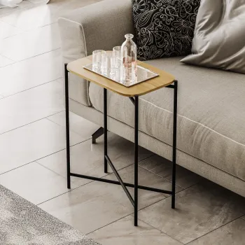 Masuta de cafea, Cerritos, Shb-003, 40x56x26 cm, Lemn, Negru / Natural imagine