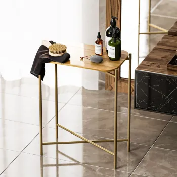 Masuta de cafea, Cerritos, Shb-003-A, 40x56x26 cm, Lemn, Aur / Natural imagine