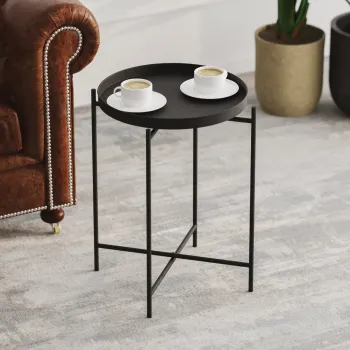 Masuta de cafea, Cerritos, Shb-007, 46x56x46 cm, Metal, Negru imagine