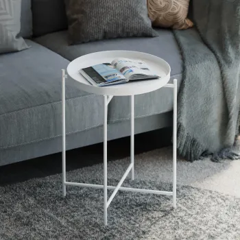 Masuta de cafea, Cerritos, Shb-007-B, 46x56x46 cm, Metal, Alb imagine