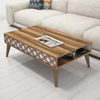 Masuta de cafea City Walnut, Hommy Craft, 105x60x37 cm, aluna/alb imagine