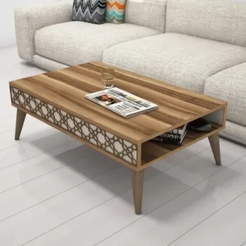 Masuta de cafea City Walnut, Hommy Craft, 105x60x37 cm, aluna/crem imagine