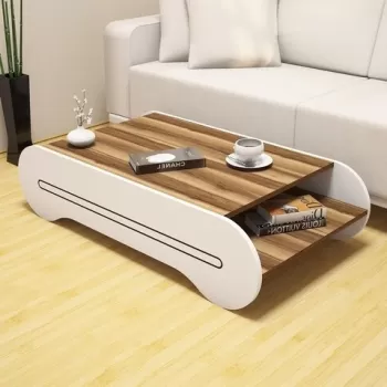 Masuta de cafea Cool Walnut, Hommy Craft, 120x64x30 cm, aluna/alb imagine