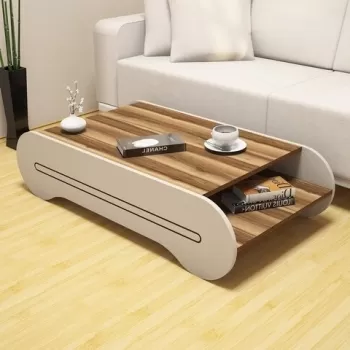 Masuta de cafea Cool Walnut, Hommy Craft, 120x64x30 cm, aluna/crem imagine