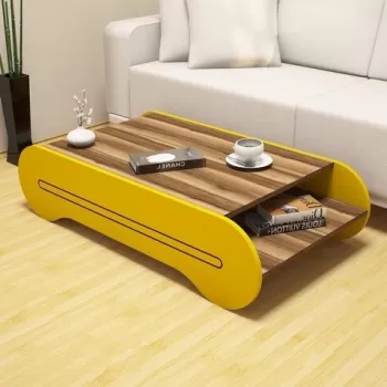 Masuta de cafea Cool Walnut, Hommy Craft, 120x64x30 cm, aluna/galben imagine