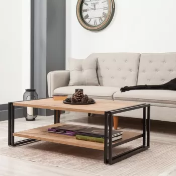 Masuta de cafea Cosmo, Sapphire, 110x70x40 cm, natural/negru imagine