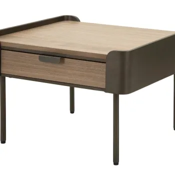 Masuta de cafea cu 2 sertare Toronto, Mauro Ferretti, 60x60x41 cm, lemn de brad/fier, gri/maro imagine