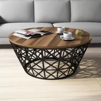 Masuta de cafea cu spatiu de depozitare, Hommy Craft, 90x38 cm, maro/negru imagine