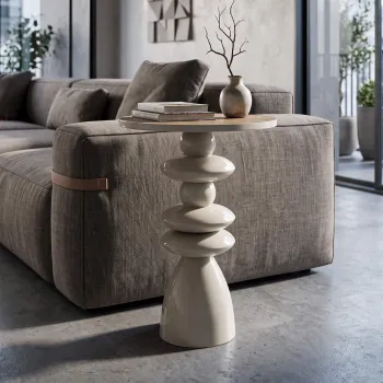 Masuta de cafea, Daphne, Mauro Ferretti, metal/MDF, 45.5x63 cm, crem imagine
