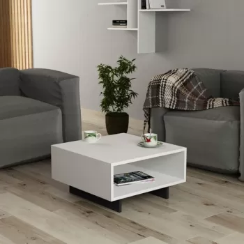 Masuta de cafea, Decortie, Hola, 60x32x60 cm, Alb / Antracit imagine
