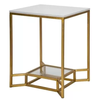 Masuta de cafea, Double, Mauro Ferretti, 47x47x60 cm, fier, auriu/alb imagine