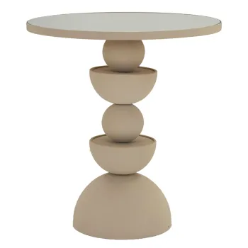 Masuta de cafea Dune, Mauro Ferretti, 45x49.5 cm, fier/oglinda, crem imagine