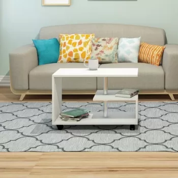 Masuta de cafea, Elegance, Karanfil, 80x52.5x40 cm, Alb imagine