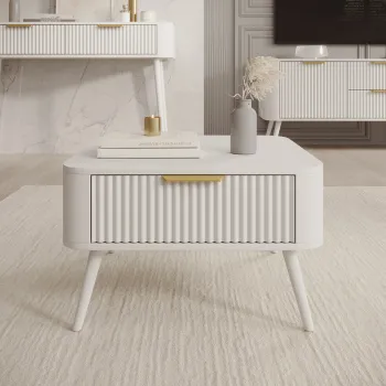 Masuta de cafea ELTAP, Chavelle, 67x67x40 cm, PAL/MDF, alb imagine