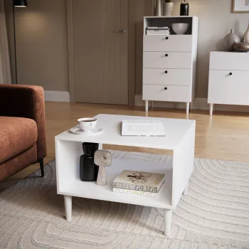 Masuta de cafea ELTAP, Dullum, 60x60x45 cm, PAL/PVC, alb imagine